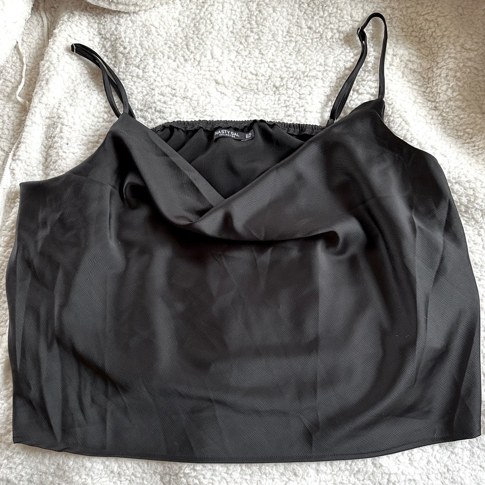 Nasty gal black cowl neck tank top